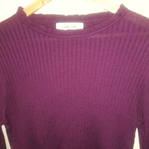 John + Jenn purple ruffle collar sweater size large